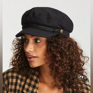 Brixton Black Fiddler Fisherman Cap with Gold Accent